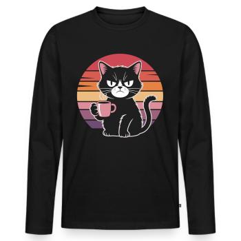 Bad mood, good coffee - Men's Premium Organic Long Sleeve Shirt - black - Front - Nico (187cm)
