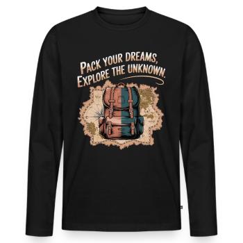 Grab dreams, experience adventures - Men's Premium Organic Long Sleeve Shirt - black - Front - Nico (187cm)
