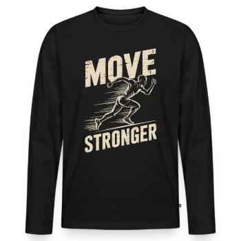 Training Shirt Move Stronger - Men's Premium Organic Long Sleeve Shirt - black - Front - Nico (187cm)