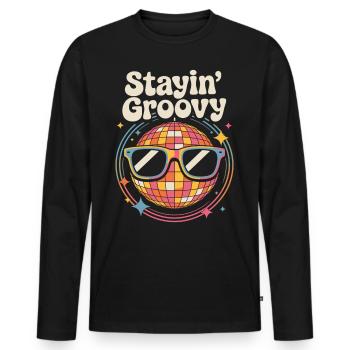 Bunte Diskokugel mit Sonnenbrille - Männer Premium Bio Langarmshirt - Schwarz - Vorne - Nico (187cm)