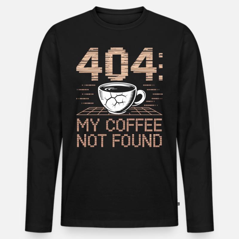 Kaffee Shirt 404 Fehlercode - Männer Premium Bio Langarmshirt - Schwarz