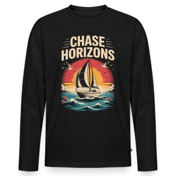 Segelboot bei Sonnenuntergang - Männer Premium Bio Langarmshirt - Schwarz - Vorne - Nico (187cm)