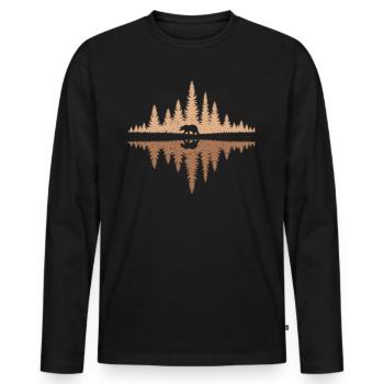 Bear, Forest, Nature, Wilderness, Outdoor, Animal - Men's Premium Organic Long Sleeve Shirt - black - Front - Nico (187cm)