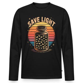 Sauvez la lumière – Lucioles rétro - T-shirt manches longues Premium bio Homme - noir - Devant - Nico (187cm)