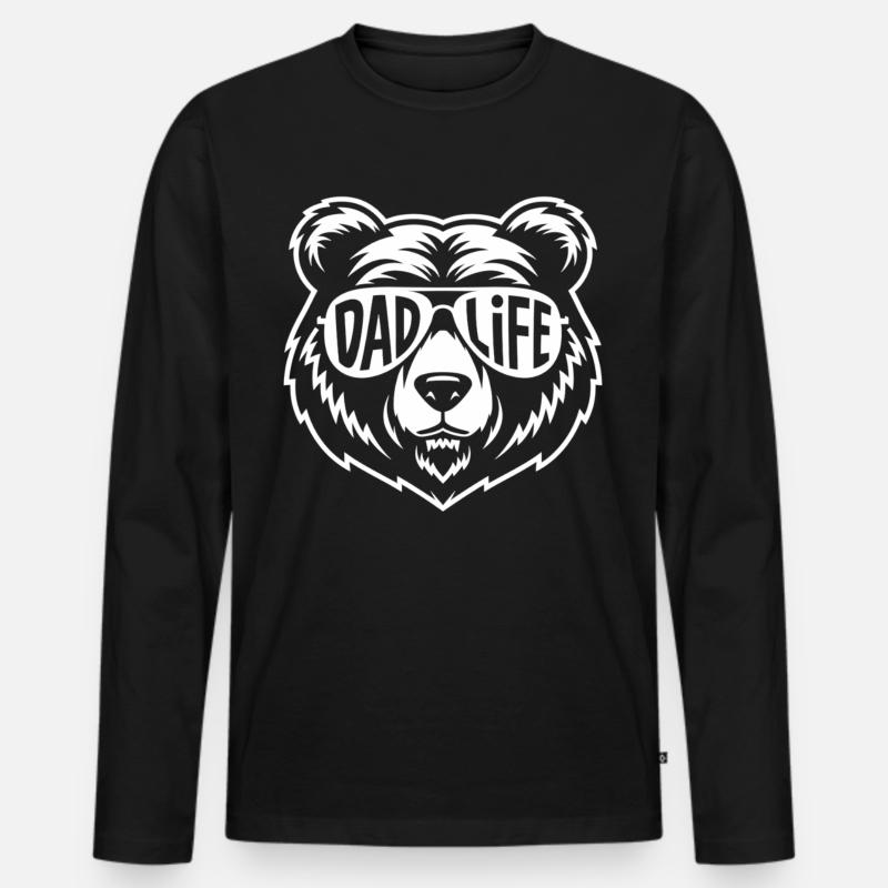Bärenstarker Papa Look - Männer Premium Bio Langarmshirt - Schwarz