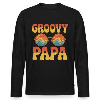 Groovy Papa – Retro-Vibes für Väter - Männer Premium Bio Langarmshirt - Schwarz - Vorne - Nico (187cm)