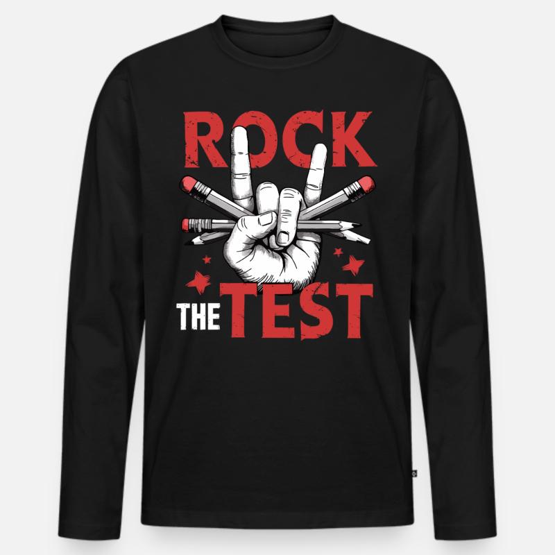 Rock the Test - Prüfungshelden - Männer Premium Bio Langarmshirt - Schwarz