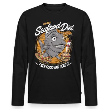 Régime alimentaire aux fruits de mer – Je vois de la nourriture - T-shirt manches longues Premium bio Homme - noir - Devant - Nico (187cm)