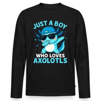 axolotl, Dabbind axolotl, Drôle d’anime Kawaii - T-shirt manches longues Premium bio Homme - noir - Devant - Nico (187cm)