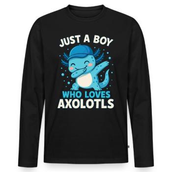 axolotl, Dabbind axolotl, Drôle d’anime Kawaii - T-shirt manches longues Premium bio Homme - noir - Devant - Nico (187cm)