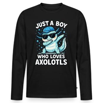 axolotl, Dabbind axolotl, Drôle d’anime Kawaii - T-shirt manches longues Premium bio Homme - noir - Devant - Nico (187cm)