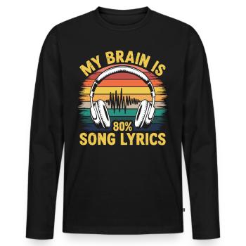 Music Instead of Thoughts – Song Lyric Shirt - Men's Premium Organic Long Sleeve Shirt - black - Front - Nico (187cm)