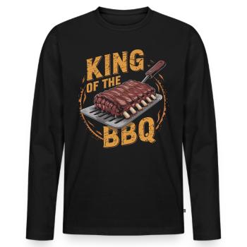 Roi du BBQ - Grill Master - T-shirt manches longues Premium bio Homme - noir - Devant - Nico (187cm)
