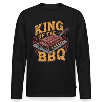 Grillkönig BBQ Shirt - Männer Premium Bio Langarmshirt - Schwarz - Vorne - Nico (187cm)