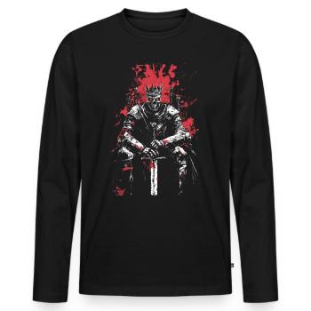 Undead King with Sword – Dark Fantasy Art - Men's Premium Organic Long Sleeve Shirt - black - Front - Nico (187cm)
