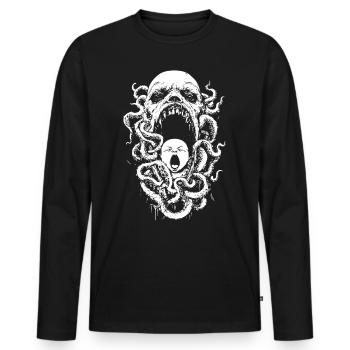 Cauchemar tentaculaire avec démon et bébé - T-shirt manches longues Premium bio Homme - noir - Devant - Nico (187cm)