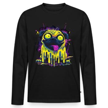 Trippy Psychedelischer Mops Bunter Graffiti Style - Männer Premium Bio Langarmshirt - Schwarz - Vorne - Nico (187cm)