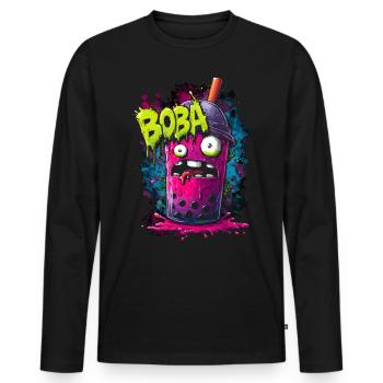 Boba Tea Monster im bunten Graffiti Street Style - Männer Premium Bio Langarmshirt - Schwarz - Vorne - Nico (187cm)