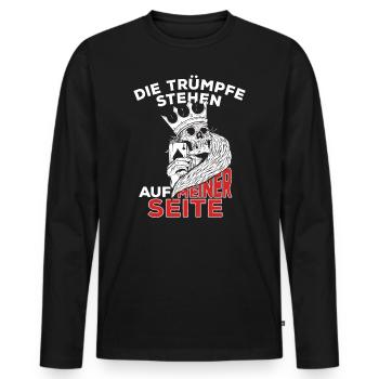 Die Trümpfe stehen auf meiner Seite Kartenspiel - Männer Premium Bio Langarmshirt - Schwarz - Vorne - Nico (187cm)