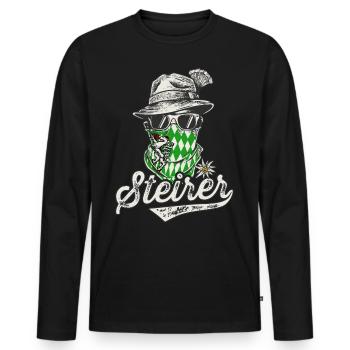 Styria T-Shirt Men Steirer Bua Steirerbua - Men's Premium Organic Long Sleeve Shirt - black - Front - Nico (187cm)
