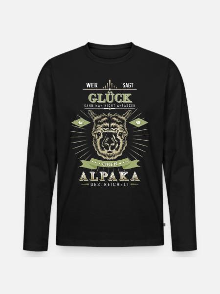 Alpaka Glück - Männer Premium Bio Langarmshirt - Schwarz