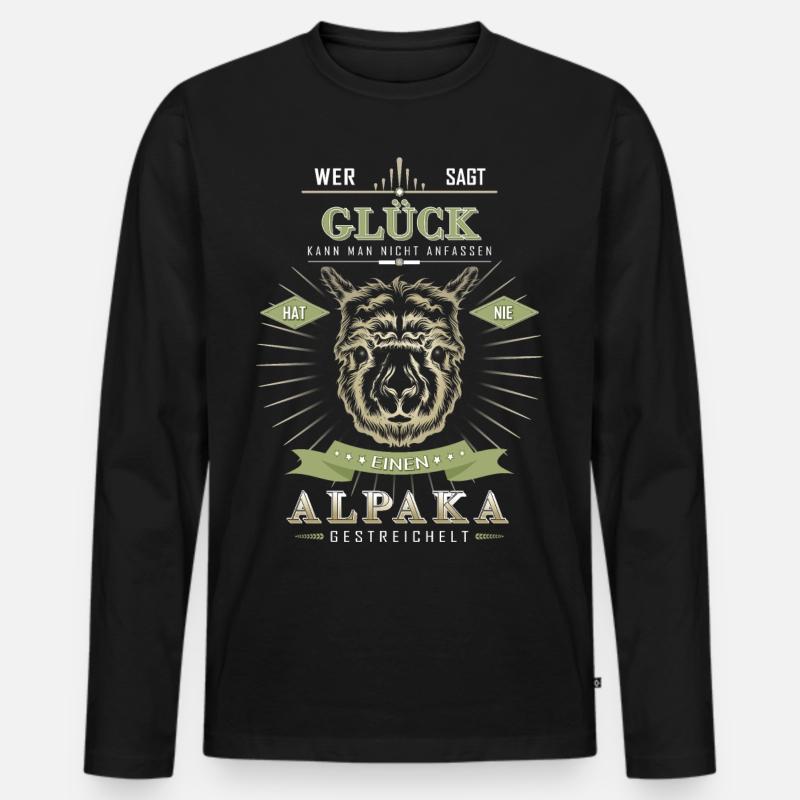 Alpaka Glück - Männer Premium Bio Langarmshirt - Schwarz