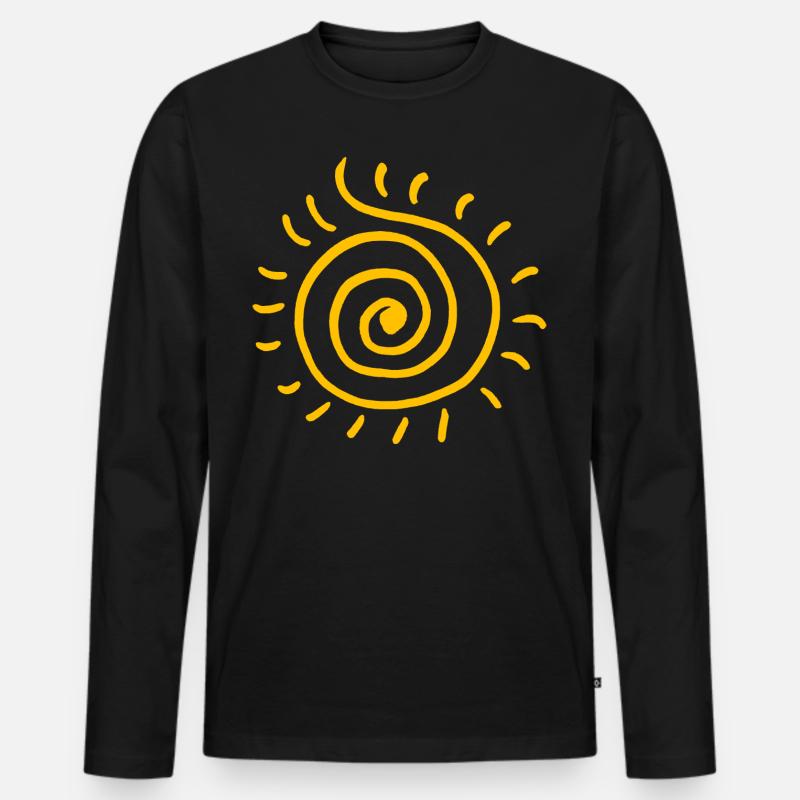 Sonne - Männer Premium Bio Langarmshirt - Schwarz
