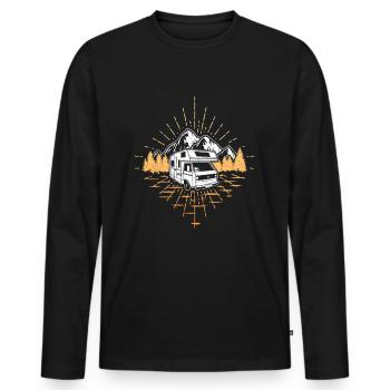 Camping-car Camping-car - T-shirt manches longues Premium bio Homme - noir - Devant - Nico (187cm)