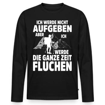 Wandern Geschenkidee Wanderer Berge Trekking - Männer Premium Bio Langarmshirt - Schwarz - Vorne - Nico (187cm)