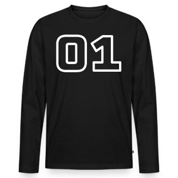 01 - Team - Crew - Men's Premium Organic Long Sleeve Shirt - black - Front - Nico (187cm)