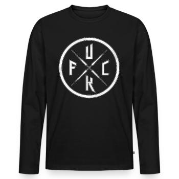 FUCK - Panneau rond - T-shirt manches longues Premium bio Homme - noir - Devant - Nico (187cm)