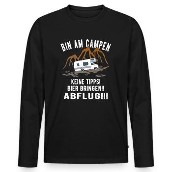 Bin am Campen Wohnmobil Womo Urlaub Camping - Männer Premium Bio Langarmshirt - Schwarz - Vorne - Nico (187cm)