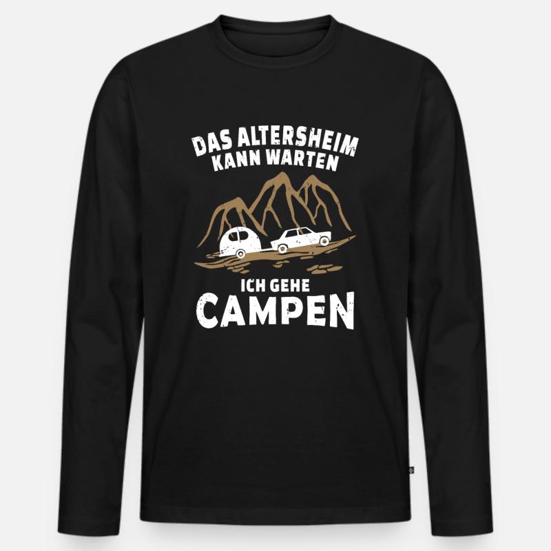 Wohnwagen Camping Rentner - Männer Premium Bio Langarmshirt - Schwarz