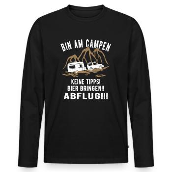 Wohnwagen Camping lustig - Männer Premium Bio Langarmshirt - Schwarz - Vorne - Nico (187cm)