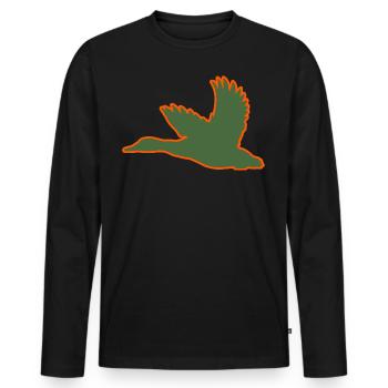 Ente – Perfekt für Jäger und Naturfreunde - Männer Premium Bio Langarmshirt - Schwarz - Vorne - Nico (187cm)