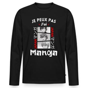 Je peux pas j'ai manga -manga - T-shirt manches longues Premium bio Homme - noir - Devant - Nico (187cm)