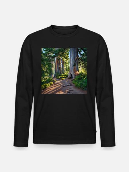 Wanderung Waldreise - Männer Premium Bio Langarmshirt - Schwarz