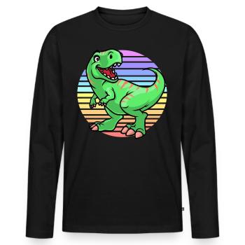 Coucher de soleil sur les dinosaures - T-shirt manches longues Premium bio Homme - noir - Devant - Nico (187cm)