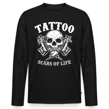 Tattoo Scars of Life - Männer Premium Bio Langarmshirt - Schwarz - Vorne - Nico (187cm)