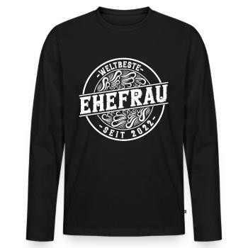 Beste Ehefrau seit 2022 1. Hochzeitstag - Männer Premium Bio Langarmshirt - Schwarz - Vorne - Nico (187cm)