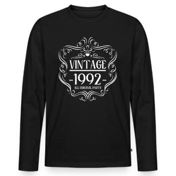Né en janvier 1992 30 ans 30s 30e anniversaire - T-shirt manches longues Premium bio Homme - noir - Devant - Nico (187cm)