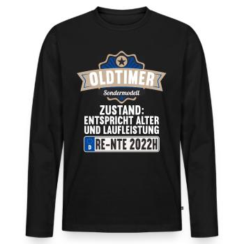 Ruhestand Rentnerin Rentner Rente 2022 - Männer Premium Bio Langarmshirt - Schwarz - Vorne - Nico (187cm)
