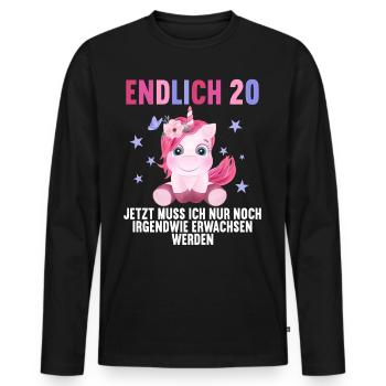 20 Jahre Nur noch erwachsen werden 20. Geburtstag - Männer Premium Bio Langarmshirt - Schwarz - Vorne - Nico (187cm)