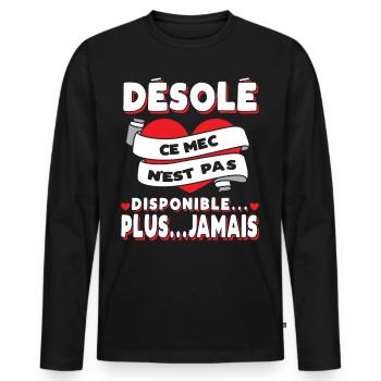 Fiancé Saint-Valentin Homme Mari Humour - T-shirt manches longues Premium bio Homme - noir - Devant - Nico (187cm)