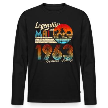 60. Geburtstag Mann 60 Legendär Seit Mai 1963 - Männer Premium Bio Langarmshirt - Schwarz - Vorne - Nico (187cm)