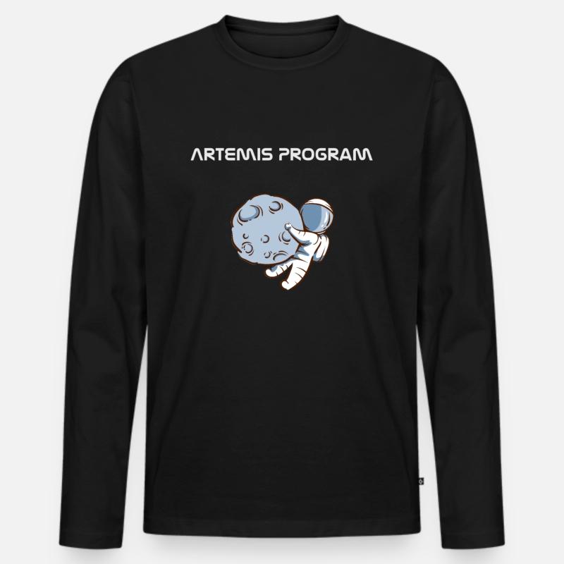 Programme Artemis Astronaute Lune - T-shirt manches longues Premium bio Homme - noir