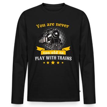 Never too old for railway model railway steam locomotive - Men's Premium Organic Long Sleeve Shirt - black - Front - Nico (187cm)