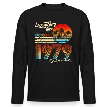 Anniversaire Légendaire DePuis Octobre 1978 Cadeau - T-shirt manches longues Premium bio Homme - noir - Devant - Nico (187cm)