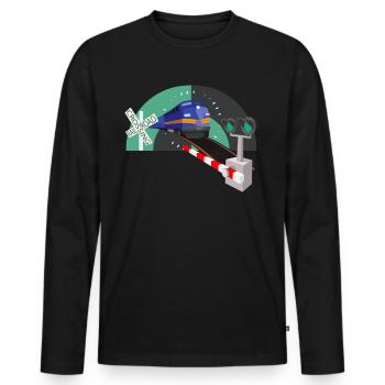 Eisenbahn Übergang Schranke Eisenbahner - Männer Premium Bio Langarmshirt - Schwarz - Vorne - Nico (187cm)