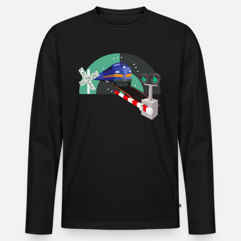 Eisenbahn Übergang Schranke Eisenbahner - Männer Premium Bio Langarmshirt - Schwarz